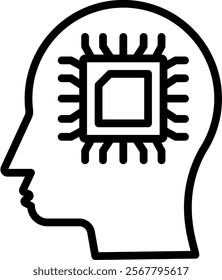 Artificial Intelligence Vector Lineal Icon On White Background.