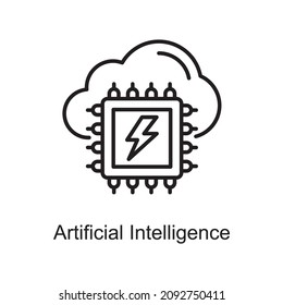 Artificial Intelligence vector Outline Icon Design illustration. Digitalization and Industry Symbol on White background EPS 10 File