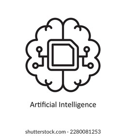 Artificial Intelligence Vector Outline Icon Design illustration. Data Symbol on White background EPS 10 File