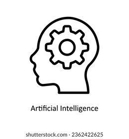 Artificial Intelligence vector  outline Icon Design illustration. Artificial intelligence Symbol on White background EPS 10 File
