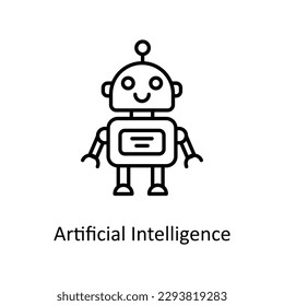 inteligencia artificial Vector    iconos de esquema. Material gráfico simple