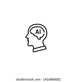Artificial intelligence vector. Artificial intelligence symbol. Linear style sign for mobile concept and web design. Artificial intelligence symbol illustration. Pixel vector graphics - Vector.