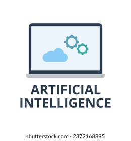 Artificial intelligence vector. Technology and machine learning concept. Flat illustration on white background.