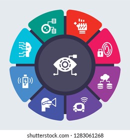 artificial intelligence vector template for infographics. Business concept with 9 options, steps, parts, segments. Banner infographic cycling diagram, round chart
