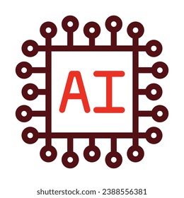 Artificial Intelligence Vector Thick Line Two Color Icons For Personal And Commercial Use.
