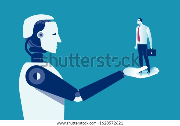 Artificial Intelligence Versus Human Vector Illustration Stock Vector ...