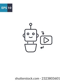 Artificial intelligence video generator outline icon Vector illustration