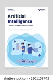Artificial intelligence Virtual Assistant Brochure Template suitable for technology company advertising media and illustration
