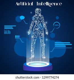 Artificial Intelligence woman background vector illustration flat desing