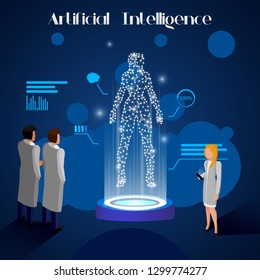 Artificial Intelligence woman background vector illustration flat desing