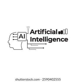 Artificial Intelligence word vector abstract. Technological advancement, modern futuristic human mind.	