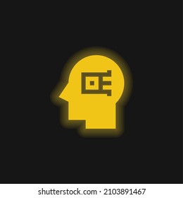 Artificial Intelligence yellow glowing neon icon