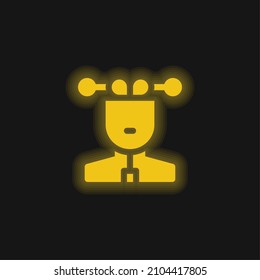 Artificial Intelligence yellow glowing neon icon
