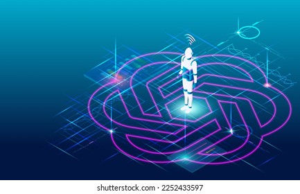 Artificial Intelligence(AI) concept with ChatGPT, artificial intelligence chatbot, Machine learning, digital Brain future technology.  Vector Illustration eps10