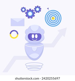 Artificial intelligence.Multitasking robot performs many tasks at the same time.