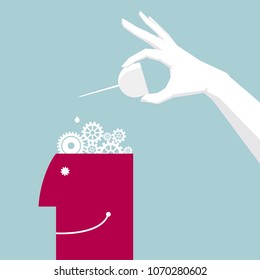 Artificial intelligence,One hand holds the oil can and lubricates the mechanical gear.