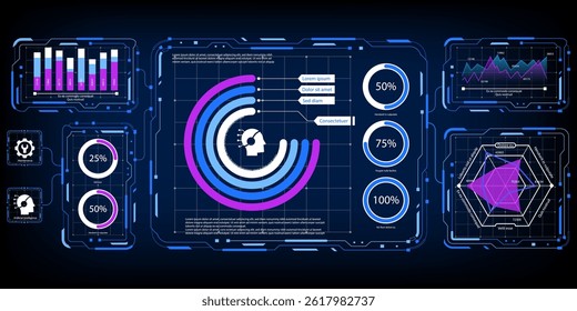 Artificial intelligent AI and business dashboard, Modern business information, suitable for business and technology presentations.