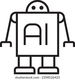 Artificial Intelligent Data analysis icon with black outline style. brain, digital, machine, robot, science, technology, chip. Vector illustration