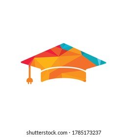 Artificial intelligent technology with graduation cap logo design. IT Expert Logo Sign Symbol Icon.	