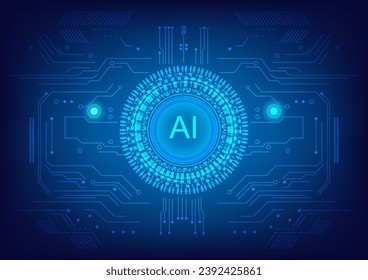 Artificial intellogence circuit futuristic technology background. Vector illustration. 