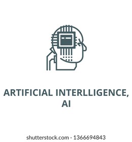 Artificial interlligence,ai line icon, vector. Artificial interlligence,ai outline sign, concept symbol, flat illustration