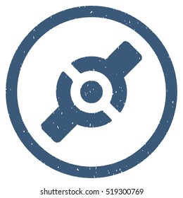 Artificial Joint grainy textured icon inside circle for overlay watermark stamps. Flat symbol with scratched texture.