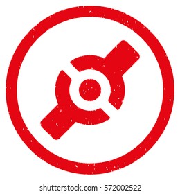 Artificial Joint grainy textured icon inside circle for overlay watermark stamps. Flat symbol with dust texture.
