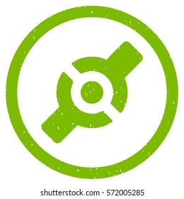 Artificial Joint grainy textured icon inside circle for overlay watermark stamps. Flat symbol with scratched texture.