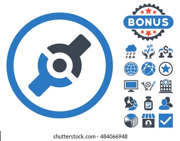 Artificial Joint icon with bonus images. Vector illustration style is flat iconic bicolor symbols, smooth blue colors, white background.