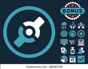 Artificial Joint icon with bonus images. Vector illustration style is flat iconic bicolor symbols, blue and white colors, dark blue background.