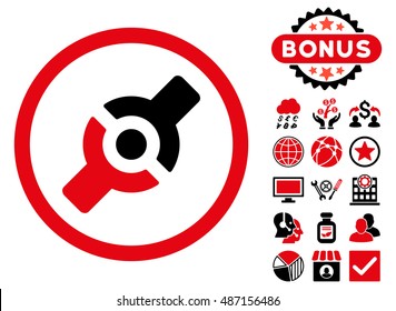 Artificial Joint icon with bonus pictures. Vector illustration style is flat iconic bicolor symbols, intensive red and black colors, white background.