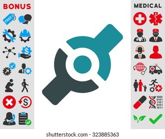 Artificial Joint vector icon. Style is bicolor flat symbol, soft blue colors, rounded angles, white background.