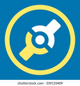 Artificial Joint vector icon. Style is bicolor flat rounded symbol, yellow and white colors, rounded angles, blue background.