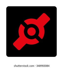 Artificial Joint vector icon. Style is flat rounded square button, intensive red and black colors, white background.