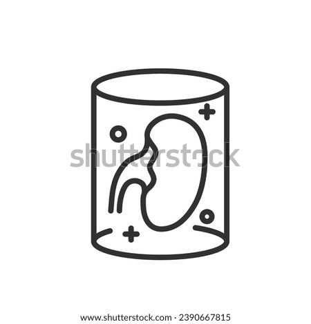 Artificial kidney, linear icon. Artificially grown organ for transplantation. Innovations and progress in medicine and transplantation, transplantology. Line with editable stroke