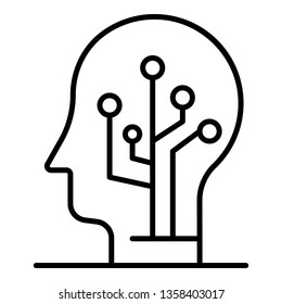 Artificial learning icon. Outline artificial learning vector icon for web design isolated on white background