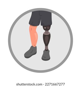 Artificial leg icon. A man with a prosthesis on one leg.