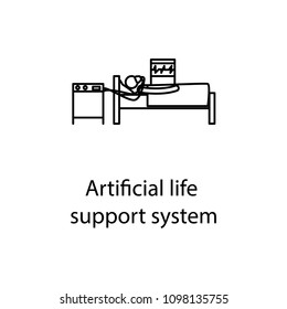 artificial life support system icon. Element of medicine icon with name for mobile concept and web apps. Thin line artificial life support system icon can used for web and mobile