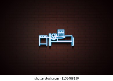 artificial life support system icon in Neon style on dark brick wall background