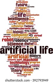Artificial life word cloud concept. Vector illustration
