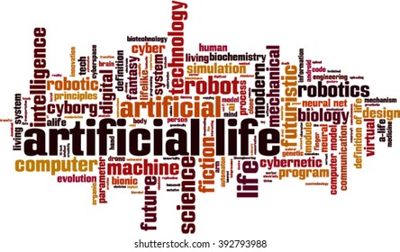 Artificial life word cloud concept. Vector illustration