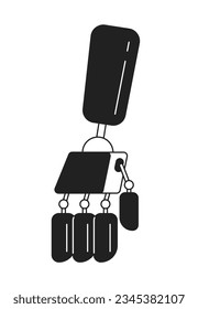 Artificial limb prothesis monochrome flat vector object. Mechanical prosthesis for hand. Editable black and white thin line icon. Simple cartoon clip art spot illustration for web graphic design