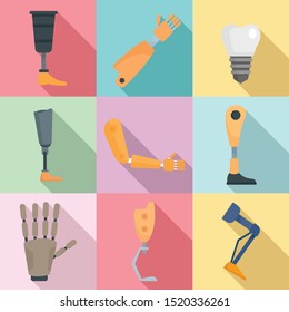 Artificial limbs icons set. Flat set of artificial limbs vector icons for web design svg