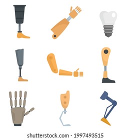 Artificial limbs icons set. Flat set of artificial limbs vector icons isolated on white background svg