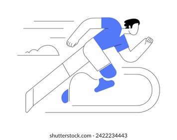 Artificial limbs isolated cartoon vector illustrations. Athlete runs with artificial limb, leg prosthetics, technology in healthcare, help people with disabilities with bionics vector cartoon.