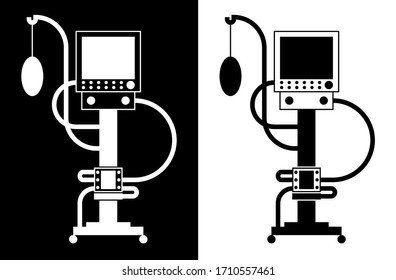 artificial lung ventilation device. Icon in linear black and white style. Isolated vector