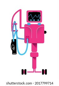 Artificial lung ventilation device. Intelligent mechanical ventilators and respiratory care supplies. Vector illsutration isolated on white background