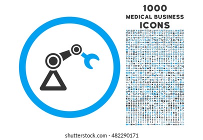 Artificial Manipulator rounded vector bicolor icon with 1000 medical business icons. Set style is flat pictograms, blue and gray colors, white background.