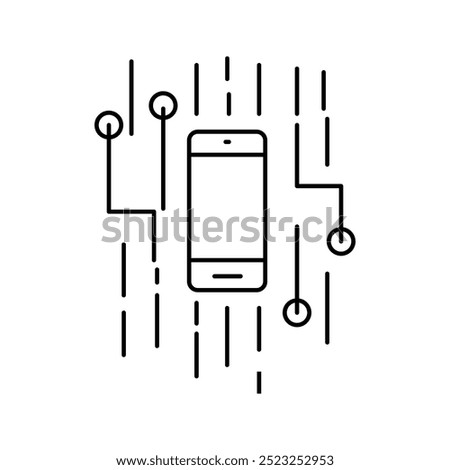 artificial mobile phone icon vector AI artificial intelligence icon vector. Technology, brain, circuit, information.. Continuous one line with curl. Retinal access sign. Privacy secure symbol.,