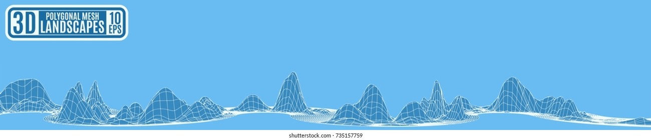 artificial mountains on a blue background for advertising abstraction